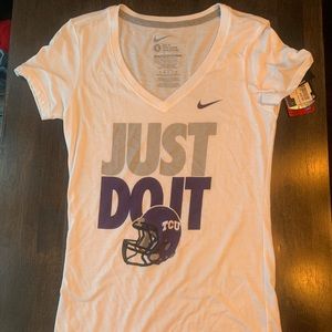 NWT TCU Just Do It Football Women's V-Neck